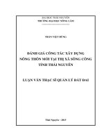 Đánh giá công tác xây dựng nông thôn mới tại thị xã sông công, tỉnh thái nguyên 