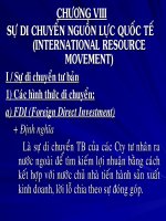 Bài giảng kinh tế quốc tế  giảng viên hoàng thị chính chương  VIII va IX sự di chuyển nguồn lực và TGHD 