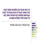 Hoạt Động Nghiên Cứu Khoa Học Và Cuộc Thi Khoa Học Kĩ Thuật Dành Cho Học Sinh Trung Học Những Năm Qua