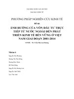 Đề tài Ảnh hưởng của vốn đầu tư trực tiếp từ nước ngoài đến phát triển kinh tế bền vững ở Việt Nam giai đoạn 20012014