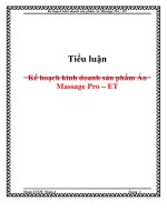 Tiểu luận Kế hoạch kinh doanh sản phẩm Áo Massage Pro – ET