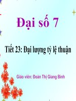Đại 7   tiết 23   đại lượng tỉ lệ thuận 