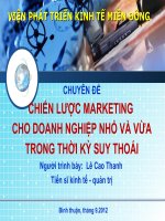 Chuyên Để Chiến Lược Marketing Cho Doanh Nghiệp Nhỏ Và Vừa Trong Thời Kỳ Suy Thoái