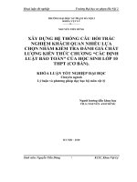 Khóa luận Xây dựng hệ thống câu hỏi trắc nghiệm khách quan nhiều lựa chọn nhằm kiểm tra đánh giá chất lượng kiến thức chương Các định luật bảo toàn của học sinh