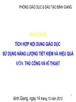 Tích Hợp Nội Dung Giáo Dục Sử Dụng Năng Lượng Tiết Kiệm Và Hiệu Quả Môn: Thủ Công Và Kĩ Thuật