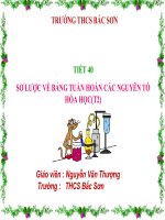 HÓA học 9 TIẾT 40 sơ lược về BẢNG TUẦN HOÀN các NGUYÊN tố hóa học(t2) 