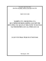 Nghiên cứu ảnh hưởng của quá trình mở rộng không gian đô thị tới công tác quản lý nhà nước về đất đai tại thành phố lào cai, tỉnh lào cai 