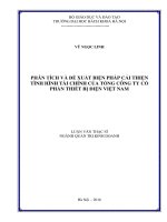 Phân tích và đề xuất biện pháp cải thiện tình hình tài chính của tổng công ty cổ phần thiết bị điện việt nam 
