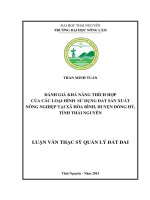 Đánh giá khả năng thích hợp của các loại hình sử dụng đất sản xuất nông nghiệp tại xã hòa bình, huyện đồng hỷ, tỉnh thái nguyên 