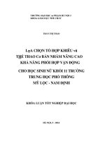 Lựa chọn tổ hợp khiêu vũ thể thao cơ bản nhằm nâng cao khả năng phối hợp vận động cho học sinh nữ khối 11 trường trung học phổ thông mỹ lộc   nam định