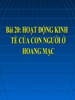 Bài 20  hoạt động kinh tế của con người ở hoang mạc 