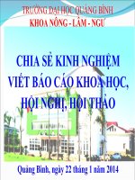Chia Sẻ Kinh Nghiệm Viết Báo Cáo Khoa Học, Hội Nghị, Hội Thảo