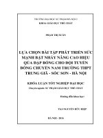 Lựa chọn bài tập phát triển sức mạnh bật nhảy nâng cao hiệu quả đập bóng cho đội tuyển bóng chuyền nam trường THPT trung giã   sóc sơn   hà nội 
