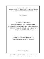 Nghiên cứu tác động của Dự án phát triển kinh doanh với người nghèo nông thôn tỉnh Cao Bằng đến thu nhập của người dân tại huyện Hà Quảng, tỉnh Cao Bằng