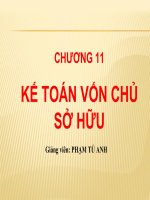 BÀI GIẢNG kế TOÁN tài CHÍNH DOANH NGHIỆP chương 11 vốn chủ sở hữu 