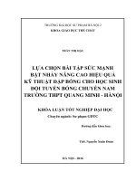 Lựa chọn bài tập sức mạnh bật nhảy nâng cao hiệu quả kỹ thuật đập bóng cho học sinh đội tuyển bóng chuyền nam trường THPT quang minh   hà nội 