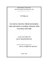 Xây dựng chương trình hành động cho Liên đoàn Lao động tỉnh Hà Tĩnh giai đoạn 20152020