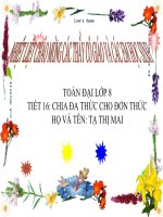 đại số 8   tiết 16, chia đa thức co đơn thức 