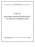 Luận văn Hoạt động chăm sóc khách hàng của công ty Lâm Hoàng Quân