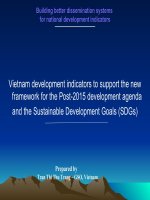 Vietnam development indicators to support the new framework for the Post-2015 development agenda and the Sustainable Development Goals (SDGs)