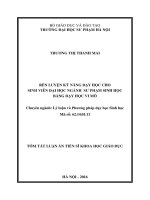 Rèn luyện kỹ năng dạy học cho sinh viên đại học ngành sư phạm sinh học bằng dạy học vi mô (TT) 