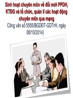 Sinh hoạt chuyên môn về đổi mới PPDH, KTĐG và tổ chức, quản lí các hoạt động chuyên môn qua mạng