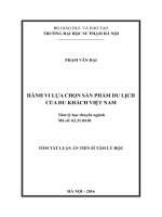Hành vi lựa chọn sản phẩm du lịch của du khách việt nam (TT) 