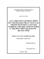 Lựa chọn bài tập phát triển sức mạnh giậm nhảy nâng cao thành tích nhảy cao nằm nghiêng cho học sinh nữ khối 11 trường THPT bạch đằng   quảng ninh 