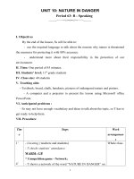GIÁO án dự THI dạy học THEO CHỦ đề TÍCH hợp môn tiếng anh 11 UNIT 10 nature in danger period 63 b   speaking 