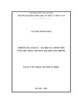 Thích ứng tâm lý – xã hội của sinh viên năm thứ nhất trường đại học hải phòng 