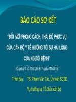 Báo Cáo Đổi  Mới Phong Cách, Thái Độ Phục Vụ Của Cán Bộ Y Tế Hướng Tới Sự Hài Lòng Của Người Bệnh