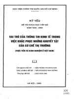 Vai trò của thông tin kinh tế trong việc khắc phục những khuyết tật của cơ chế thị trường (thực tiễn và kinh nghiệm ở việt nam) 