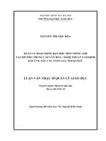 Quản lý hoạt động dạy học môn tiếng anh tại trường trung cấp văn hóa nghệ thuật nam định đáp ứng yêu cầu năng lực ngoại ngữ 