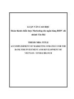 Luân văn thạc sĩ hoàn thành chiến lược marketing cho ngân hàng BIDV chi nhánh yên bái