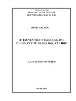 Tự truyện việt nam đương đại nghiên cứu từ xã hội học văn học 