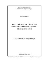 Khai thác giá trị các di sản trong phát triển du lịch của tỉnh quảng ninh 