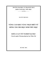 Nâng cao khả năng nhận biết từ đồng âm cho học sinh tiểu học 
