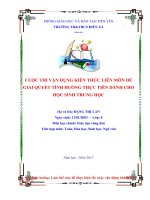 Bài dự thi vận dụng kiến thức liên môn HS: Làm thế nào để thực hiện tốt cuộc vận động không hút thuốc lá.