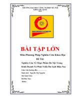 Nghiên cứu về thực phẩm hà nội trong kinh doanh và phát triển du lịch hiện nay