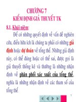 Slide bài giảng nguyên lý thống kê chương 7 KIỂM ĐỊNH GIẢ THUYẾT TK 