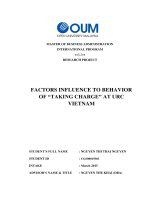 Factors influence to behavior of taking charge at URC vietnam  