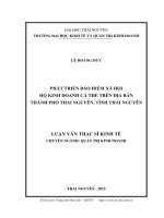 Phát triển bảo hiểm xã hội hộ kinh doanh cá thể trên địa bàn thành phố thái nguyên, tỉnh thái nguyên