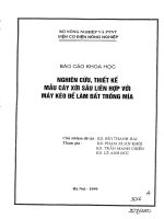 Nghiên cứu thiết kế và chế tạo mẫu cày xới sâu liên hợp với máy kéo làm đất ruộng mía 