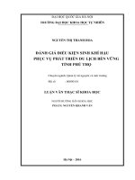 Đánh giá điều kiện sinh khí hậu phục vụ phát triển du lịch bền vững tỉnh phú thọ 