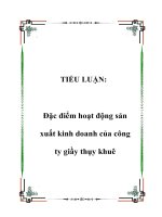 Đề tài Đặc điểm hoạt động sản xuất kinh doanh tại công ty giầy Thụy Khuê