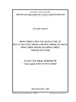 Hoàn thiện công tác quản lý dự án đầu tư hạ tầng trong chương trình xây dựng nông thôn mới ở huyện đông triều, tỉnh quảng ninh