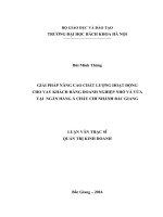 Giải pháp nâng cao chất lượng hoạt động cho vay khách hàng doanh nghiệp nhỏ và vừa tại ngân hàng á châu, chi nhánh bắc giang