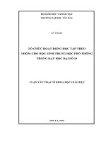 Tổ chức hoạt động học tập theo nhóm cho học sinh trung học phổ thông trong dạy học đại số 10 