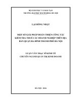 Một số giải pháp hoàn thiện công tác kiểm tra thuế các doanh nghiệp trên địa bàn quận ba đình, thành phố hà nội