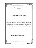 Mối quan hệ giữa động cô du lịch, hình ảnh điểm đến và lựa chọn điểm đến  Nghiên cứu trường hợp điểm đến du lịch tỉnh Bình Định